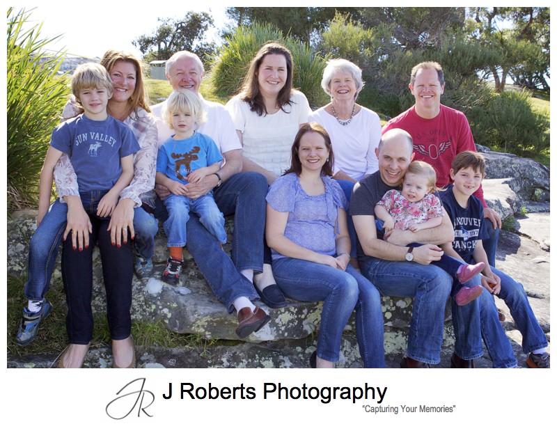 Multigeneration family portrait with extended family - family portrait photography sydney